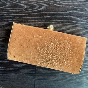 Suede beaded clutch
